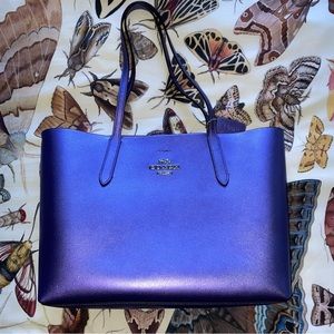 Coach reversible tote purple metallic